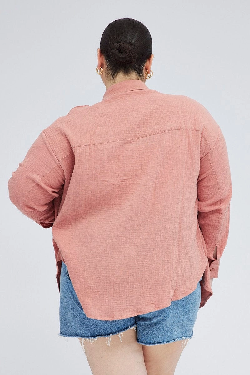 Cocktail Party Airflow Ventilation System Brown Relaxed Shirt Long Sleeve