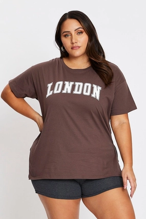 Brown Short Sleeve London Side Split T-shirt Regular Fit