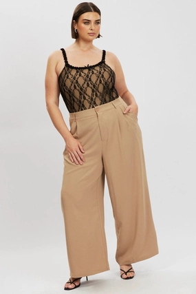 Day Hike Minimal Comfort Brown Tailored Wide Leg Pants