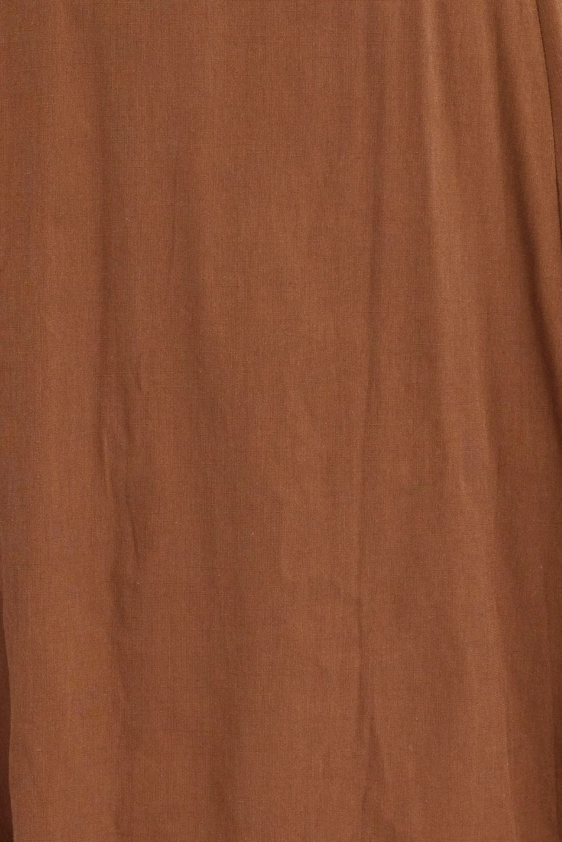 Brown Tie Front Button Midi Dress Smart Tailoring Versatile Layer