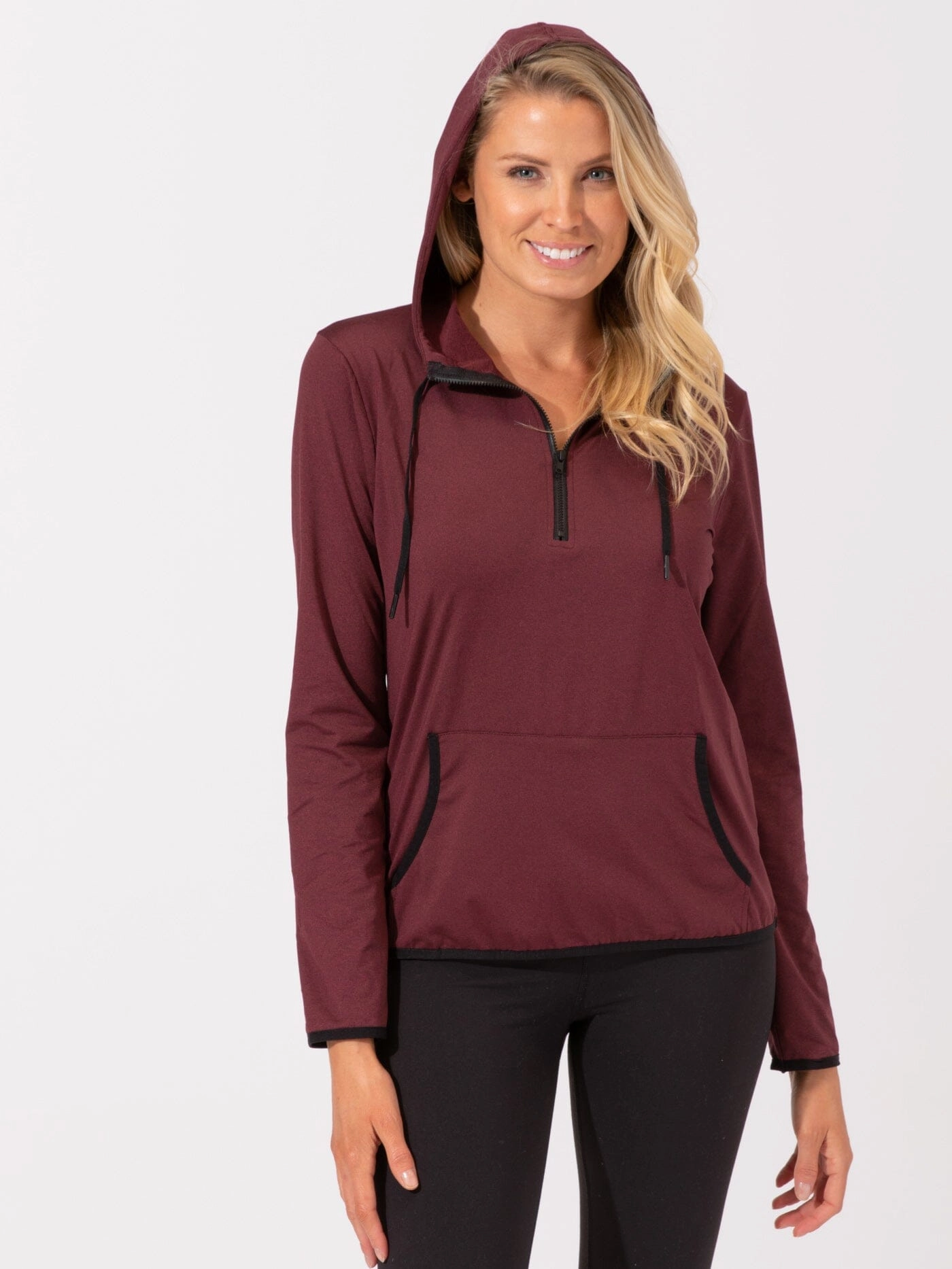 Durable zipper pull Brushed Jersey Half Zip Hoodie