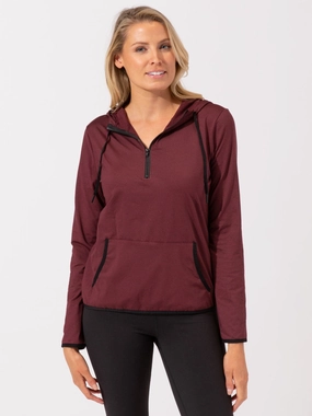 AdjustableCuffs Versatile Fit Layer Brushed Jersey Half Zip Hoodie