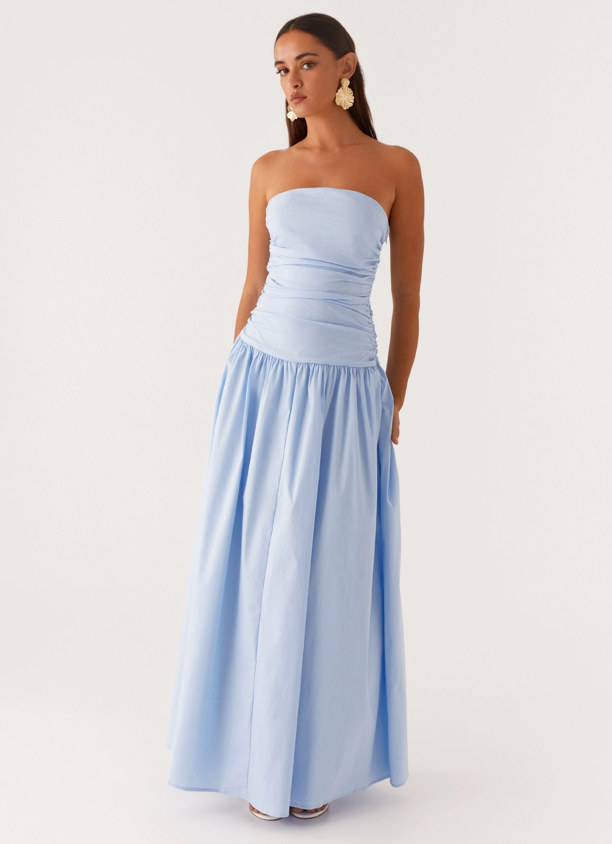 Dry-Clean-Only Airy Weave Carmel Maxi Dress - Blue