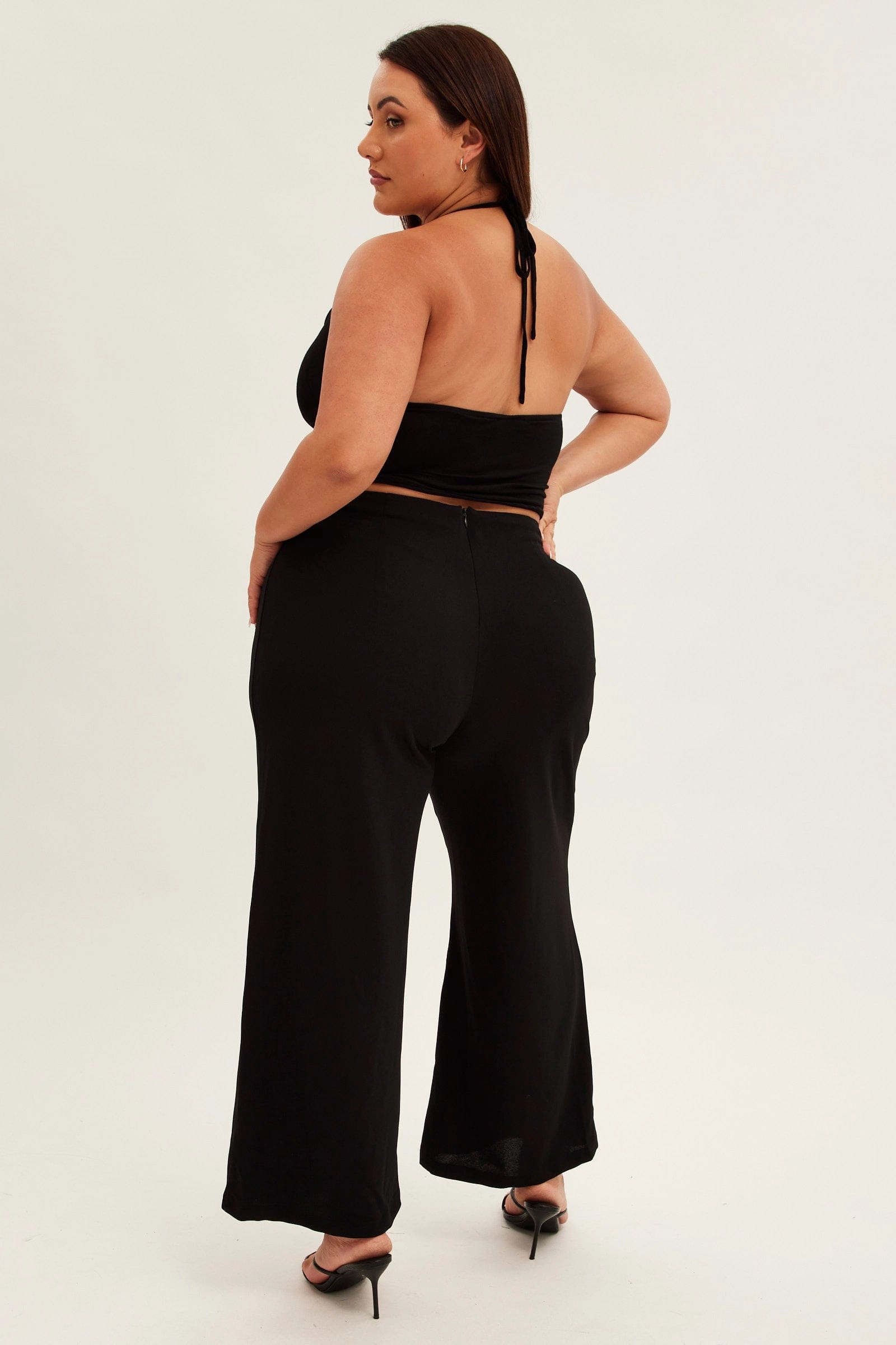 Weekend Adventure Stretchy Waist Black Wide Leg Pants High Rise Chain Belt