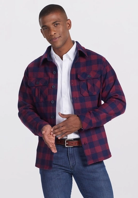 Advanced Wickability System Casual Staple Burlington Jacket - Cranberry Navy Checkered