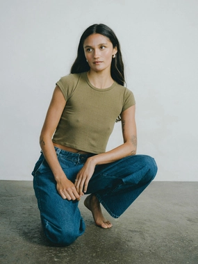 Relaxed and Comfy Lou Tee, Regen Silk Noil Jersey, Coffee