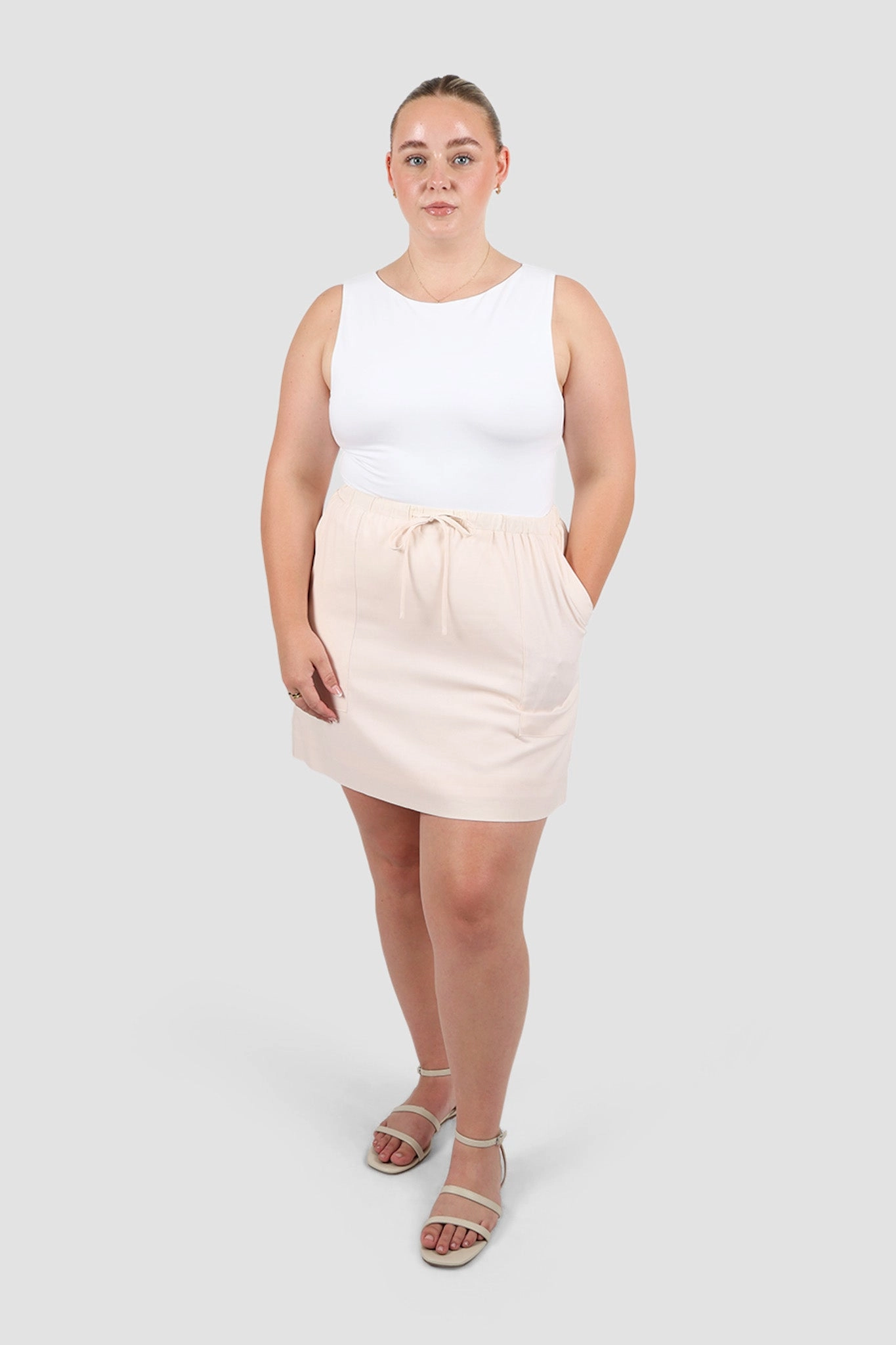 Laid Back Look Flared hem TORIA SKIRT NEUTRAL