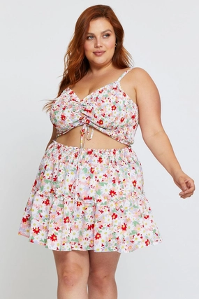 Floral Print Mini Skater Skirt Ruffle Hem Budget Friendly Outfit Lineup