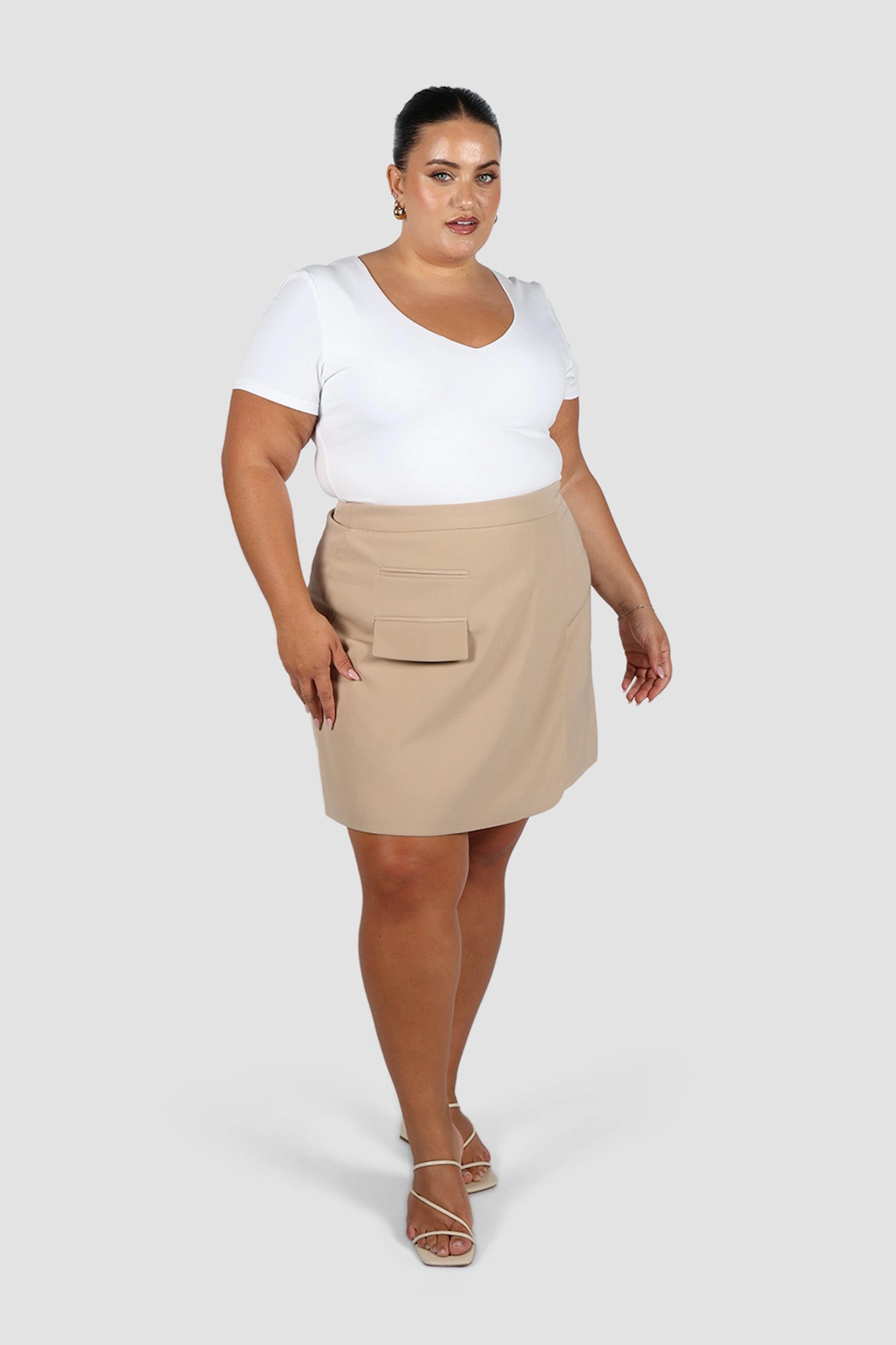 Crisp Look Eco Friendly Dye CALIE SKIRT COFFEE