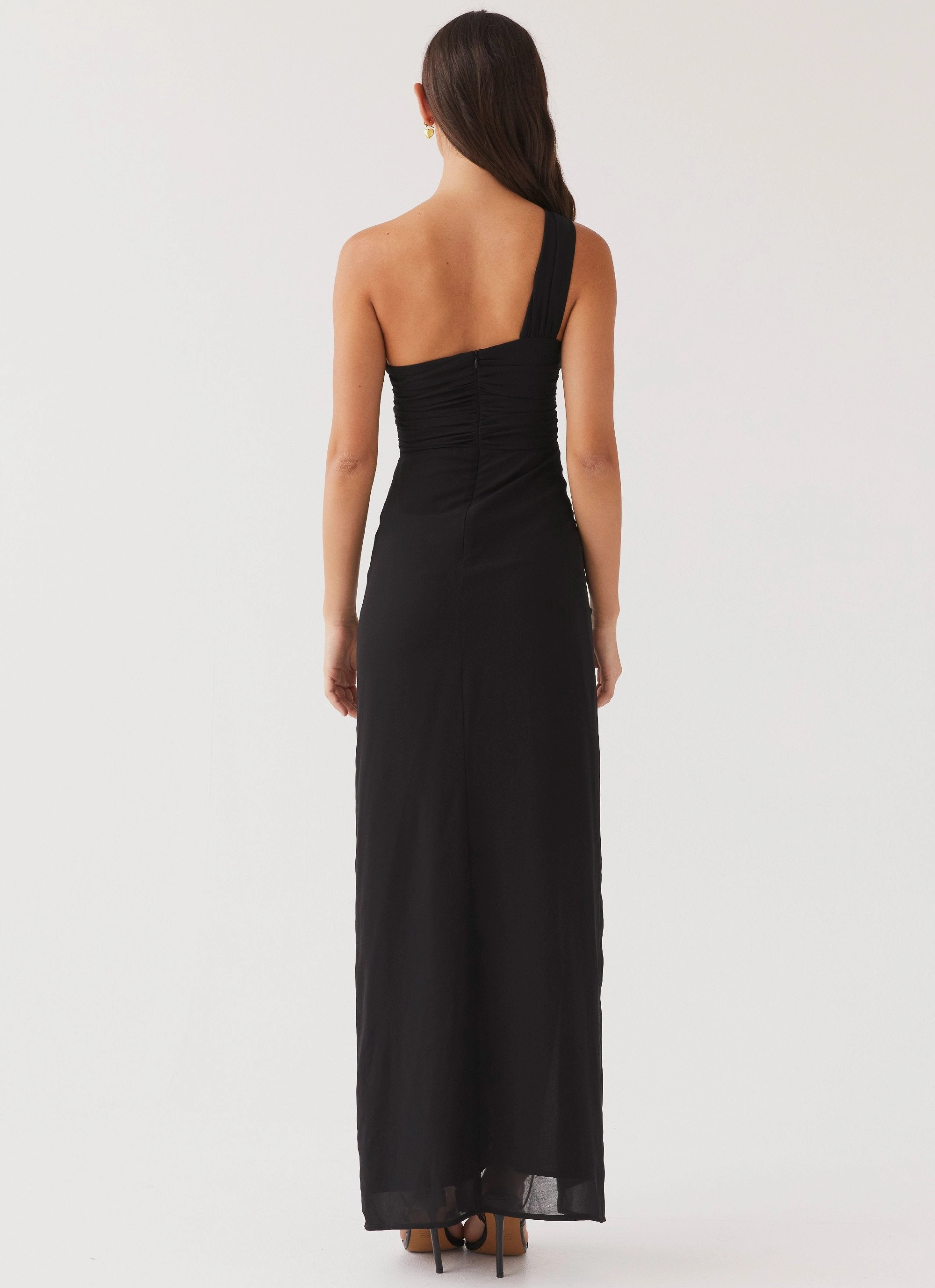 Calling On You Maxi Dress - Black Flowing Design Soft Tones