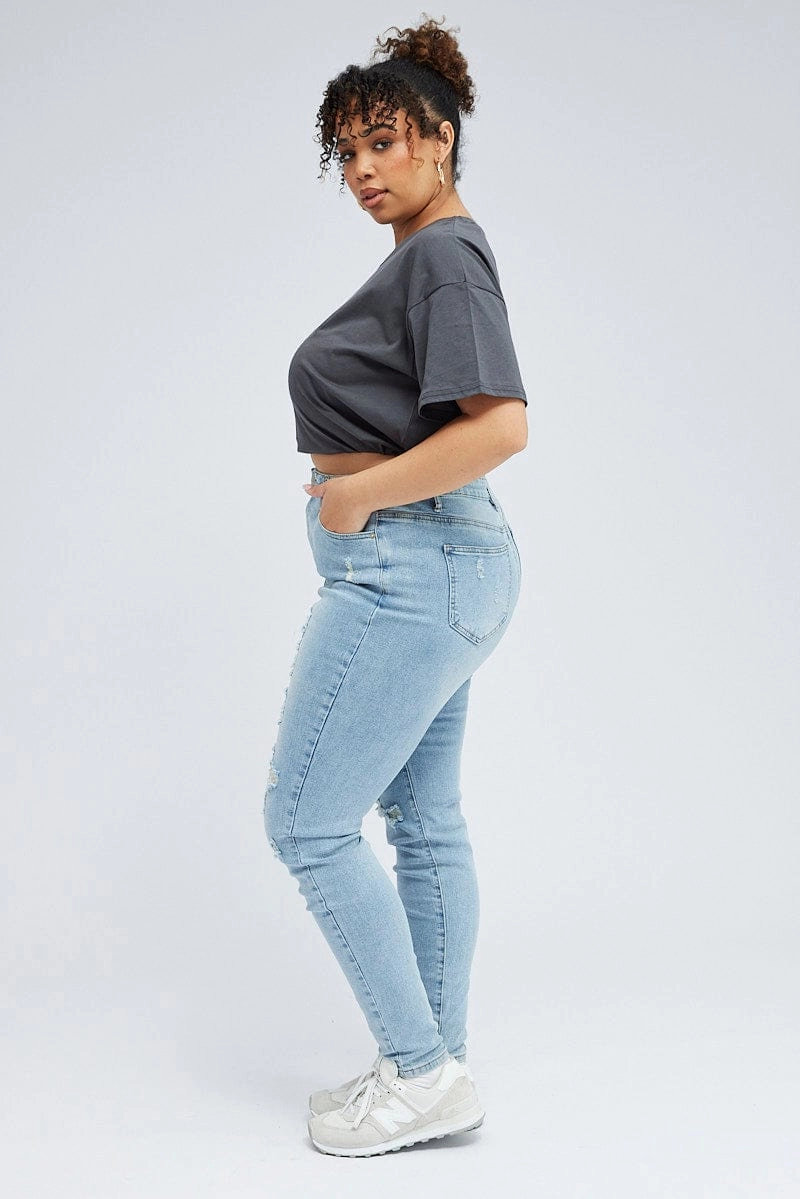 Denim Skinny Jeans High Rise Simple Choice Sleek Waist