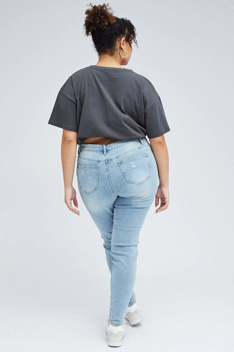 Denim Skinny Jeans High Rise Anti Pilling Technology Elegant Party Look Winter Warmth