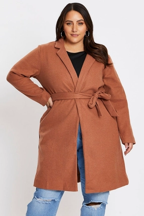 MoistureWickingTechnology Modern Travel Look Camel Long Sleeve Beige Stretch Classic Coat