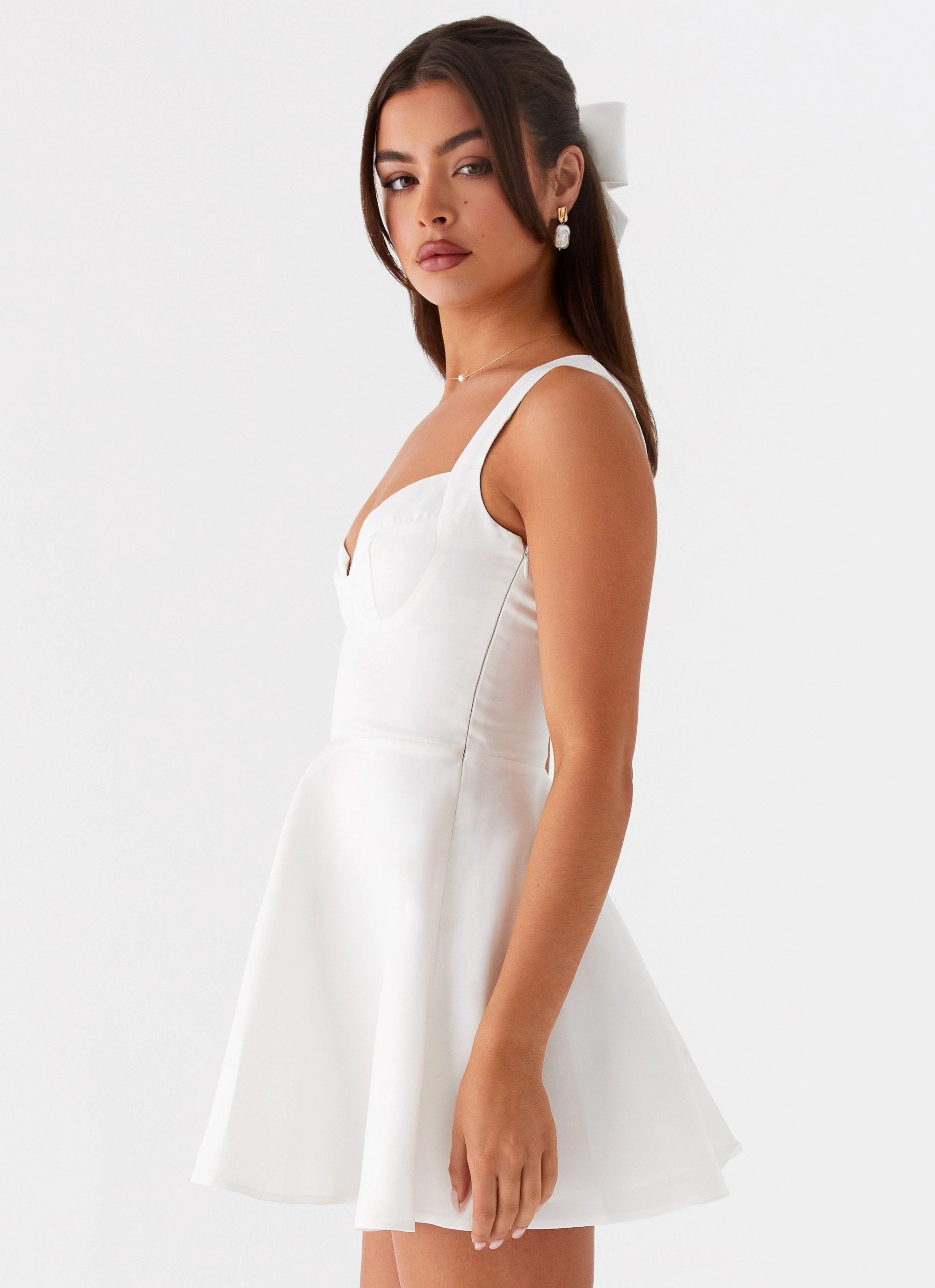 Candice Mini Dress - White Quick Match Flattering Lines