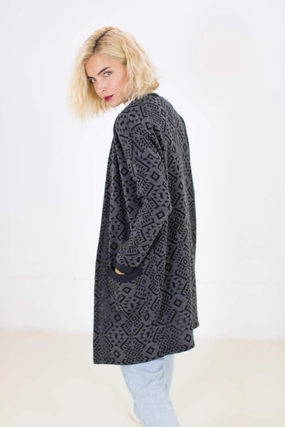 Cardigan Mona in Black Aztec Modular Design