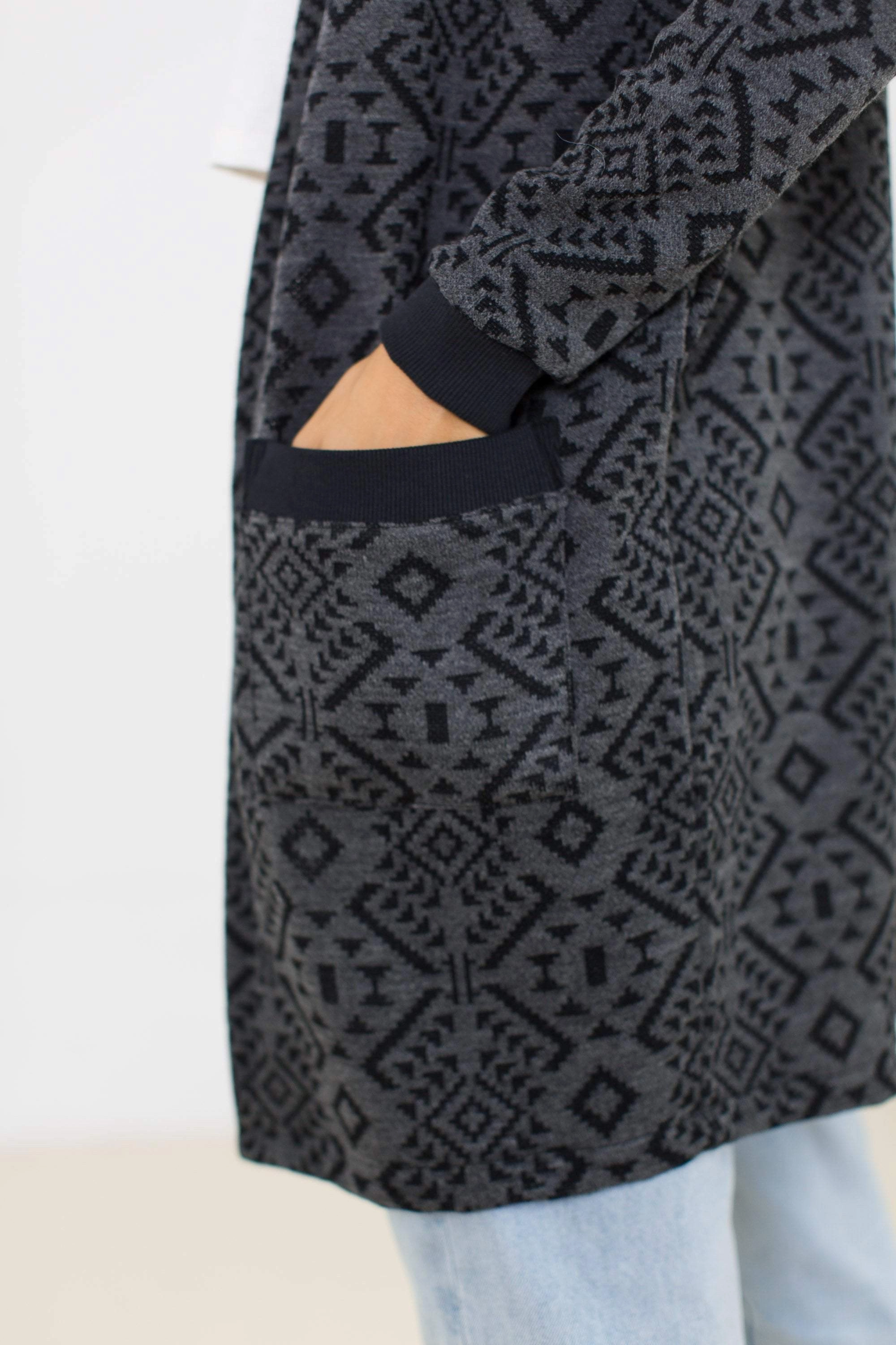 Cardigan Mona in Black Aztec Lightweight Shell All Weather Protection