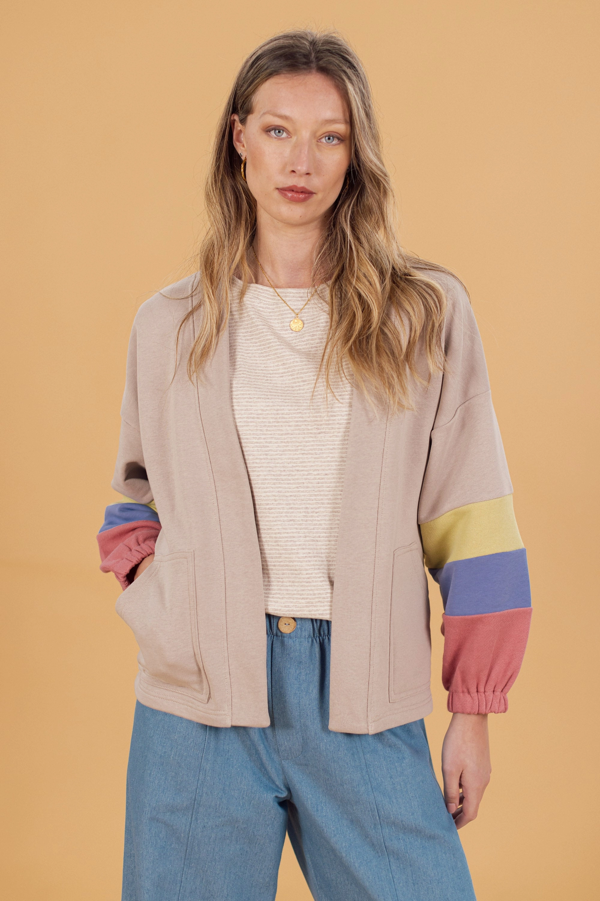 Cardigan Uma Mocha Waterproof Stitch Details Multi Use Piece