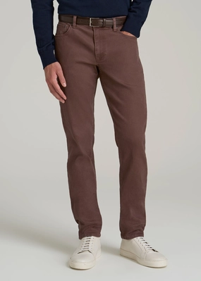 Timeless Choice Carman Tapered Fit Colored Jeans for Tall Men in Dark Toffee