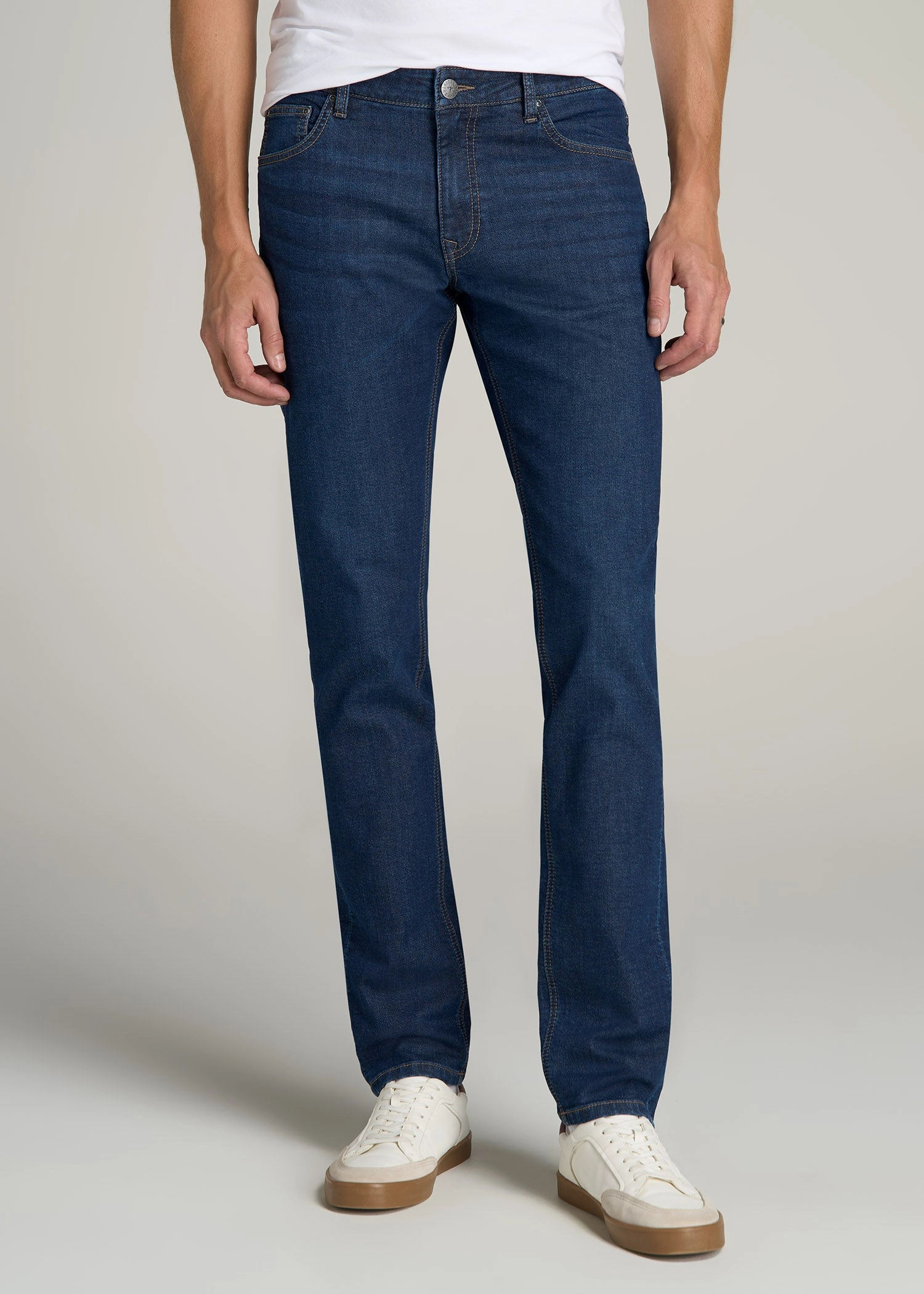 Carman TAPERED Fleeced Jeans for Tall Men in Colorado Blue Wash Traveler Gear Stretch Creative Look