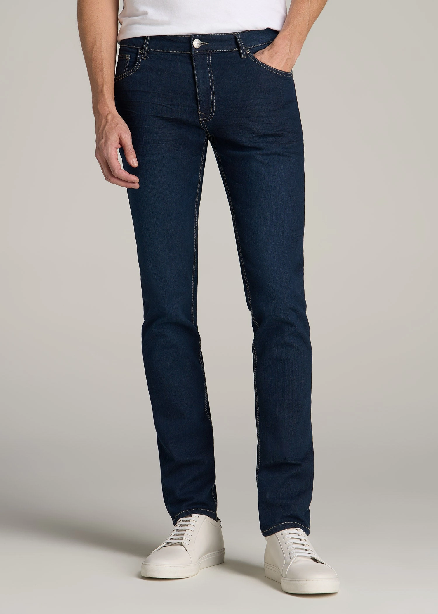 Sleek Option Essential Look Carman TAPERED Jeans for Tall Men in Blue Steel