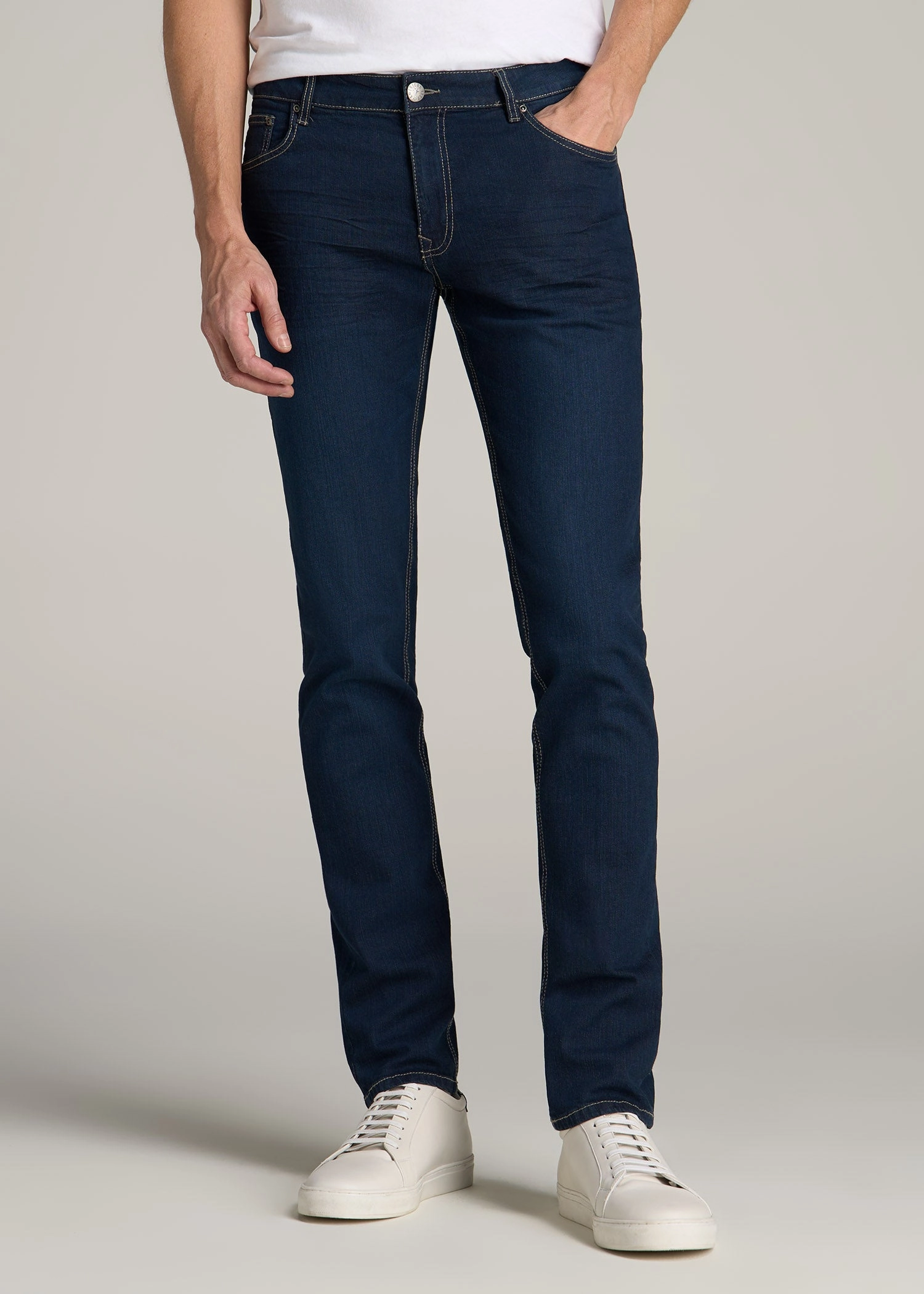 Elegant Party Look Winter Warmth Home Comfort Bold Look Sunny Vibes Carman TAPERED Jeans for Tall Men in Blue Steel