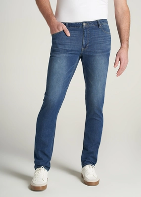Go-to Wear Party Look Modern Minimalist Carman TAPERED Jeans for Tall Men in Classic Blue