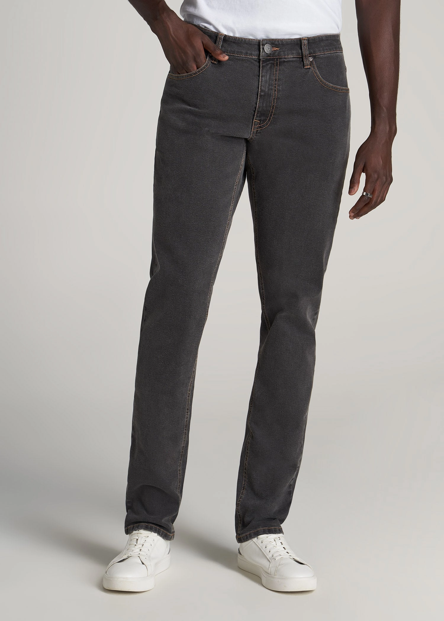 Carman TAPERED Jeans for Tall Men in Dark Grey Denim Utility Look