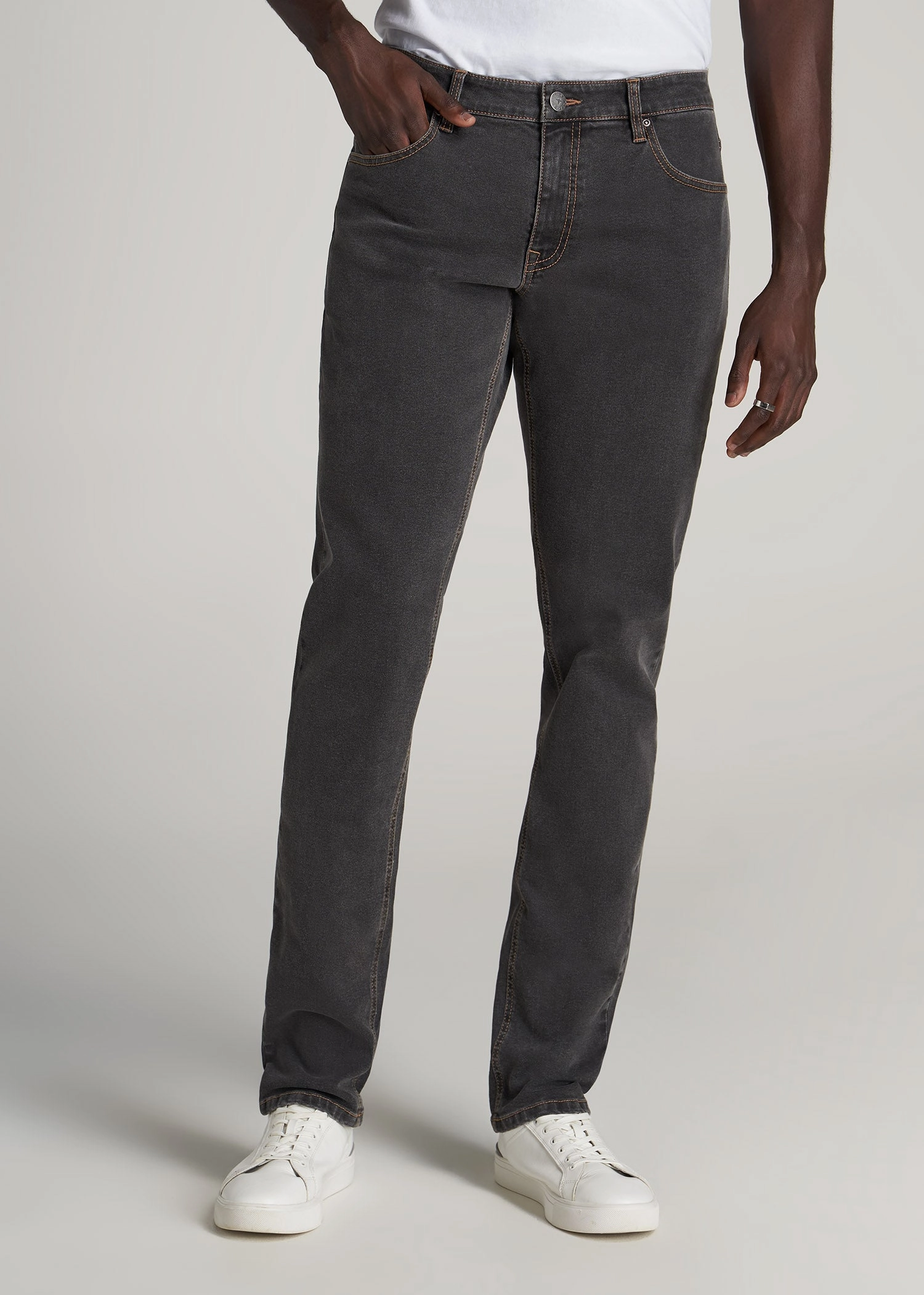 Carman TAPERED Jeans for Tall Men in Dark Grey Denim Modern Fit Weekend Warrior Elegant