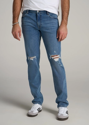 Chill Vibe Carman TAPERED Jeans for Tall Men in Distressed Skyline Blue