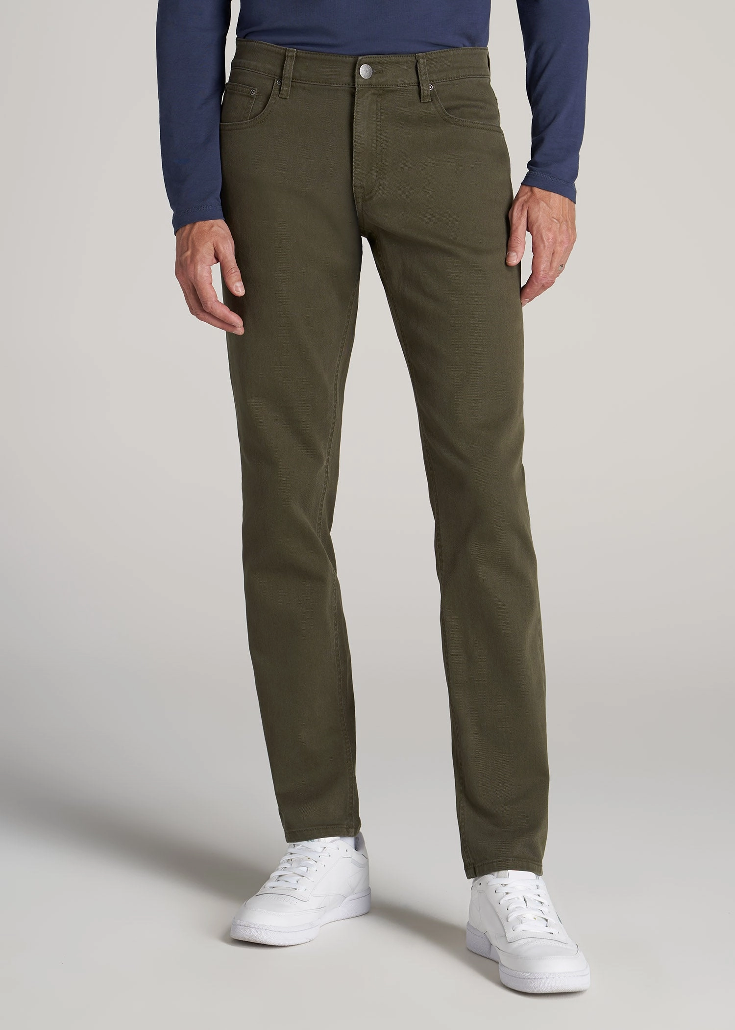 Stretch Unisex Wear Classic Wear Carman TAPERED Jeans for Tall Men in Olive Green Wash