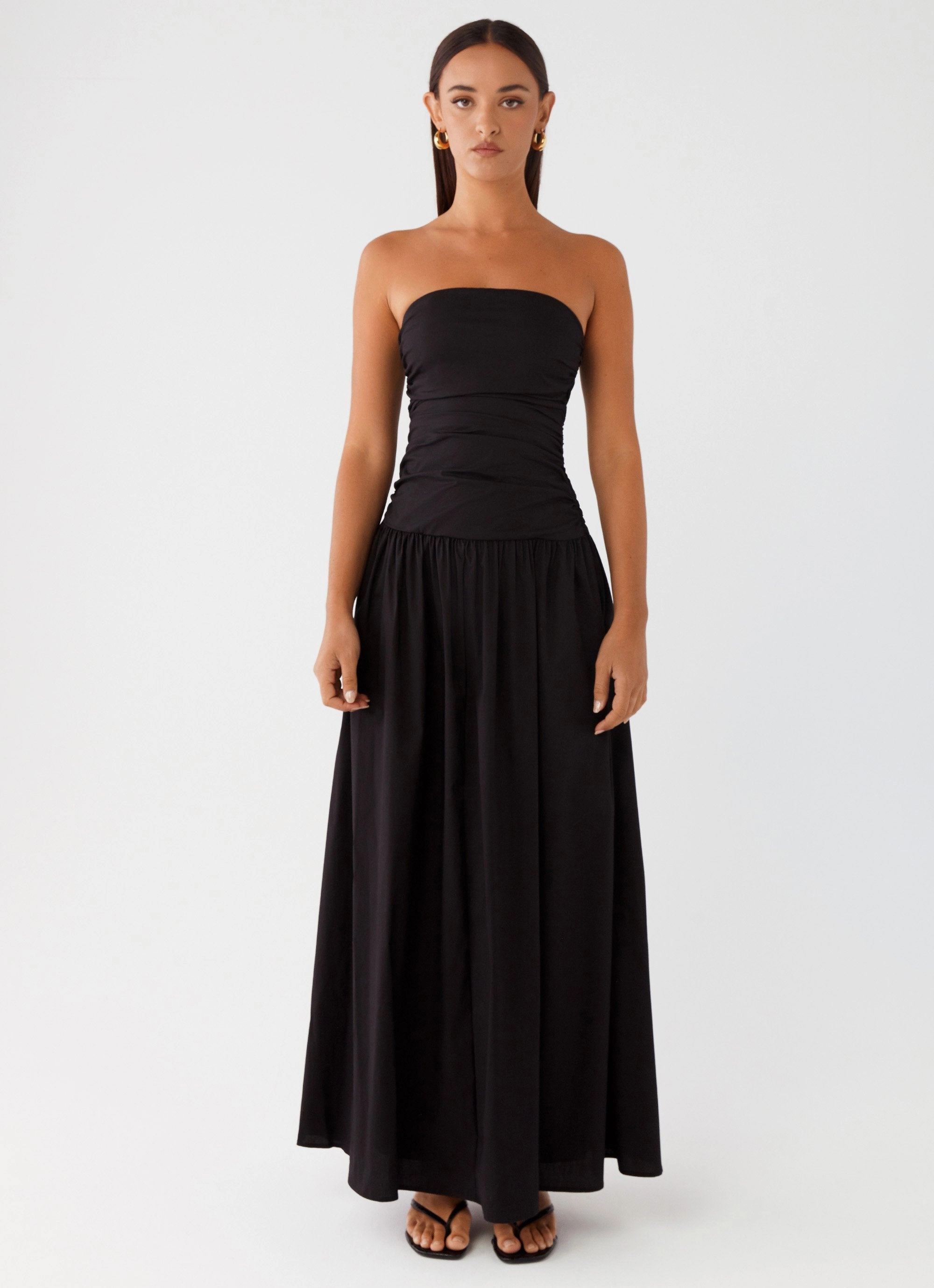 Carmel Maxi Dress - Black Straight-Cut