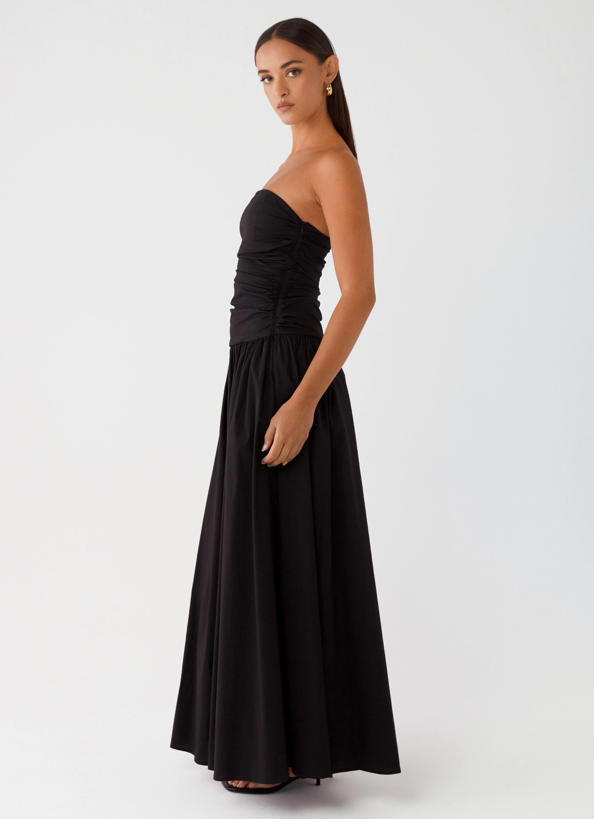 Carmel Maxi Dress - Black Air Layer Tonal-Stitching