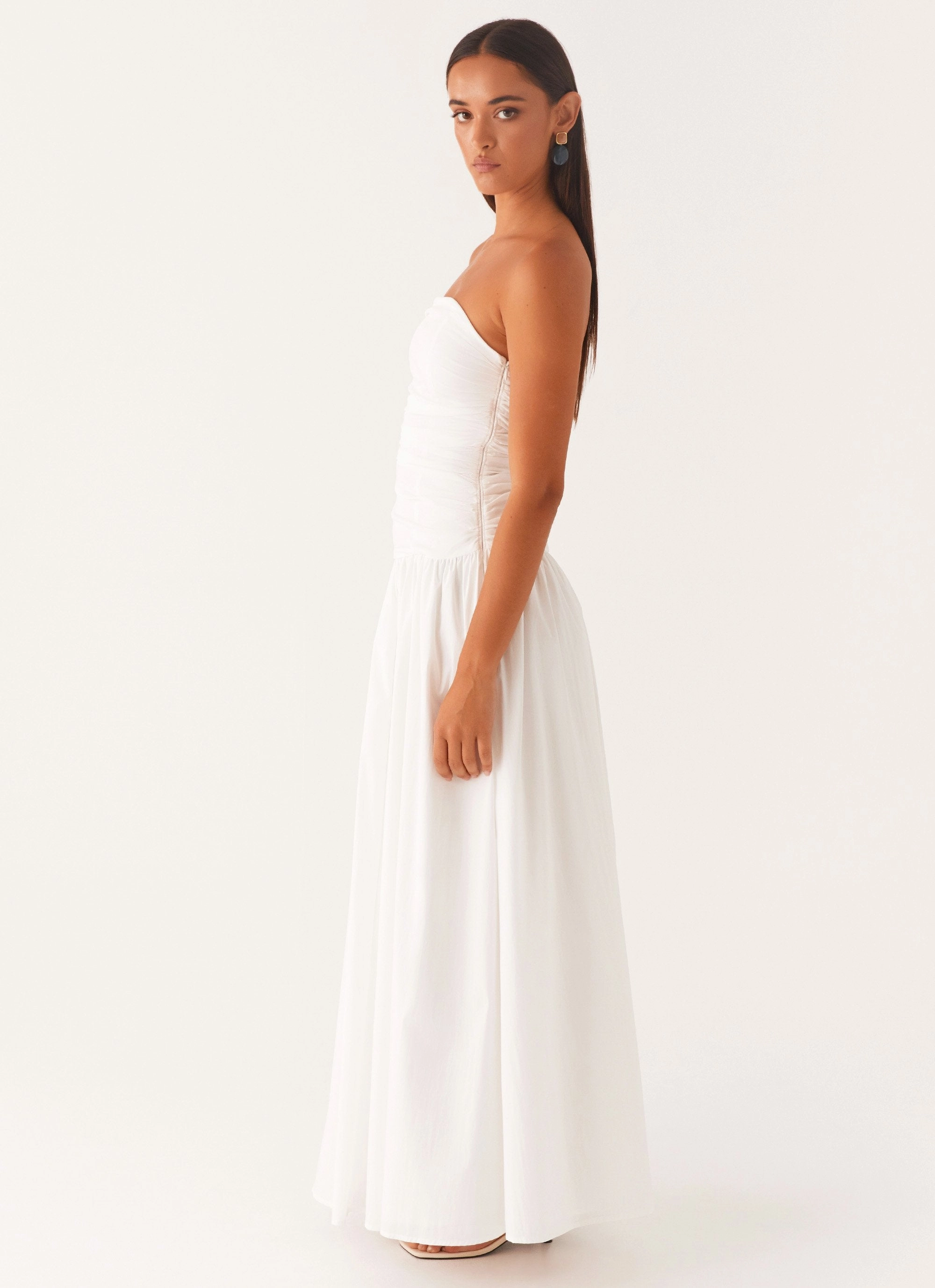 Carmel Maxi Dress - White Layered Fit Sleek Wear
