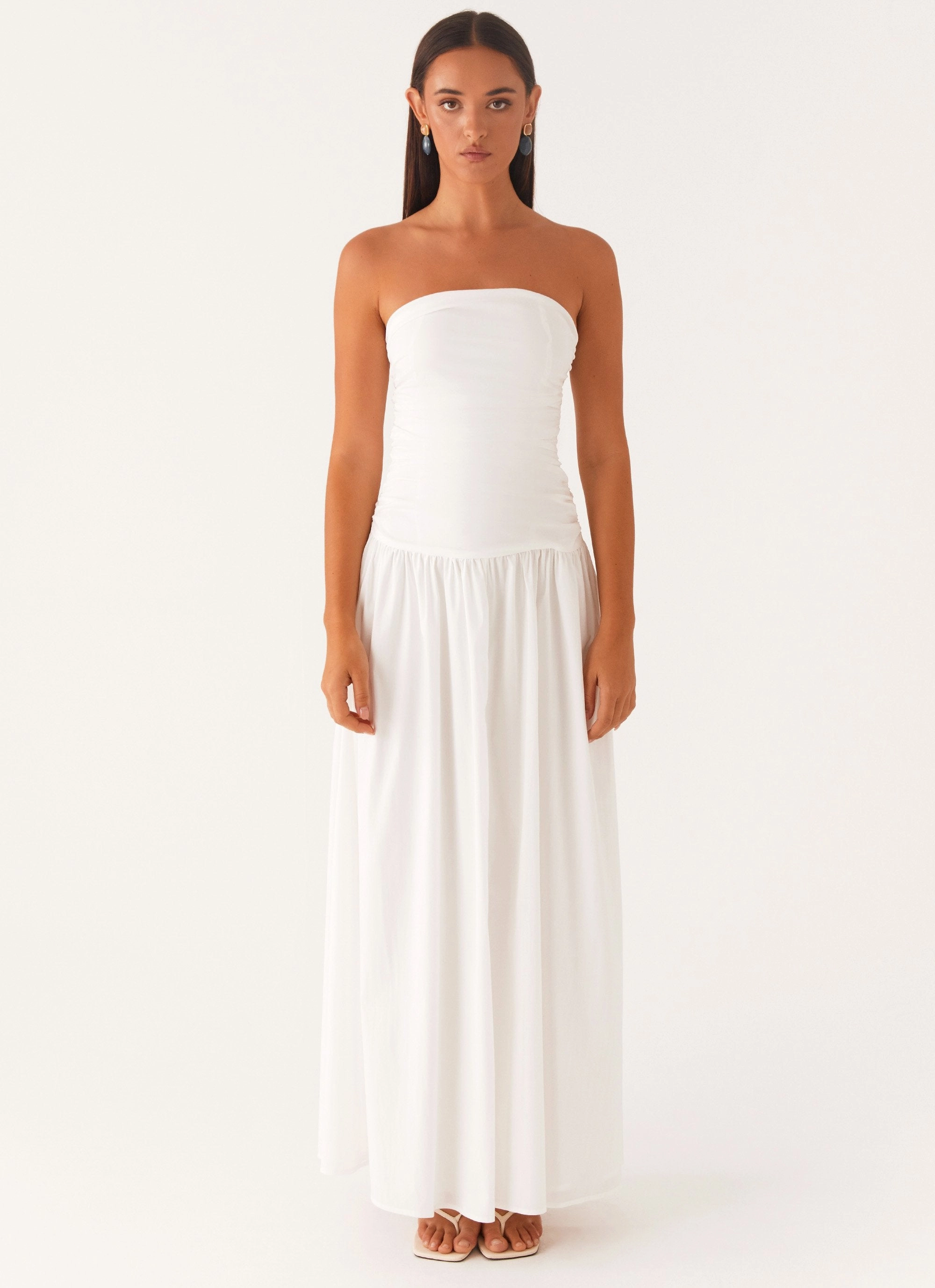 Carmel Maxi Dress - White Sleek Cut