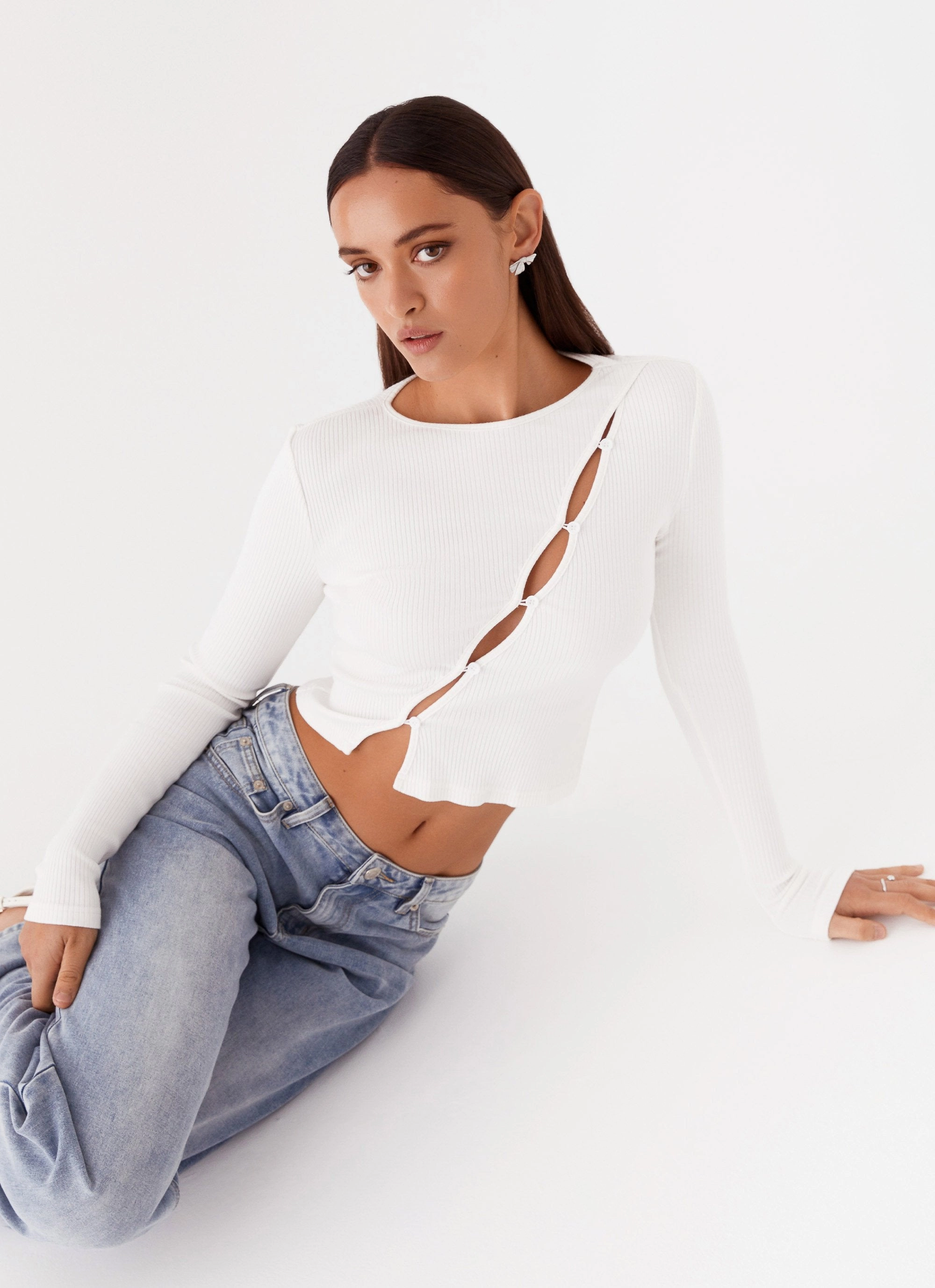 Machine washable Cassius Long Sleeve Top - Ivory