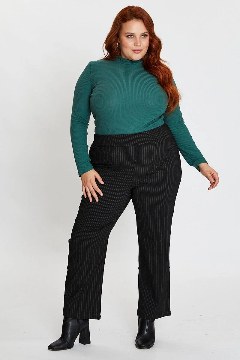 Stripe Mid Rise Work Pant Cool Weather Stretchable Fit