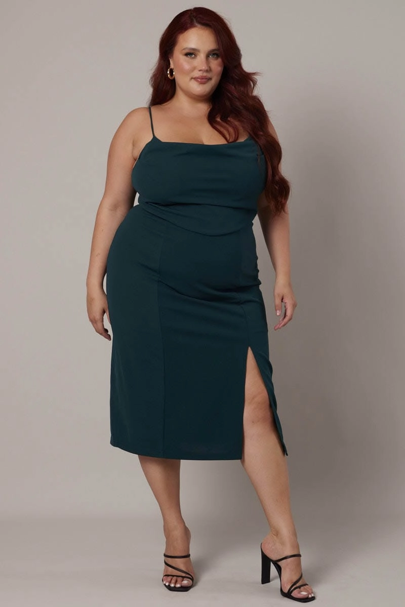 Green Cowl Bodycon Party Dress Summer Ease