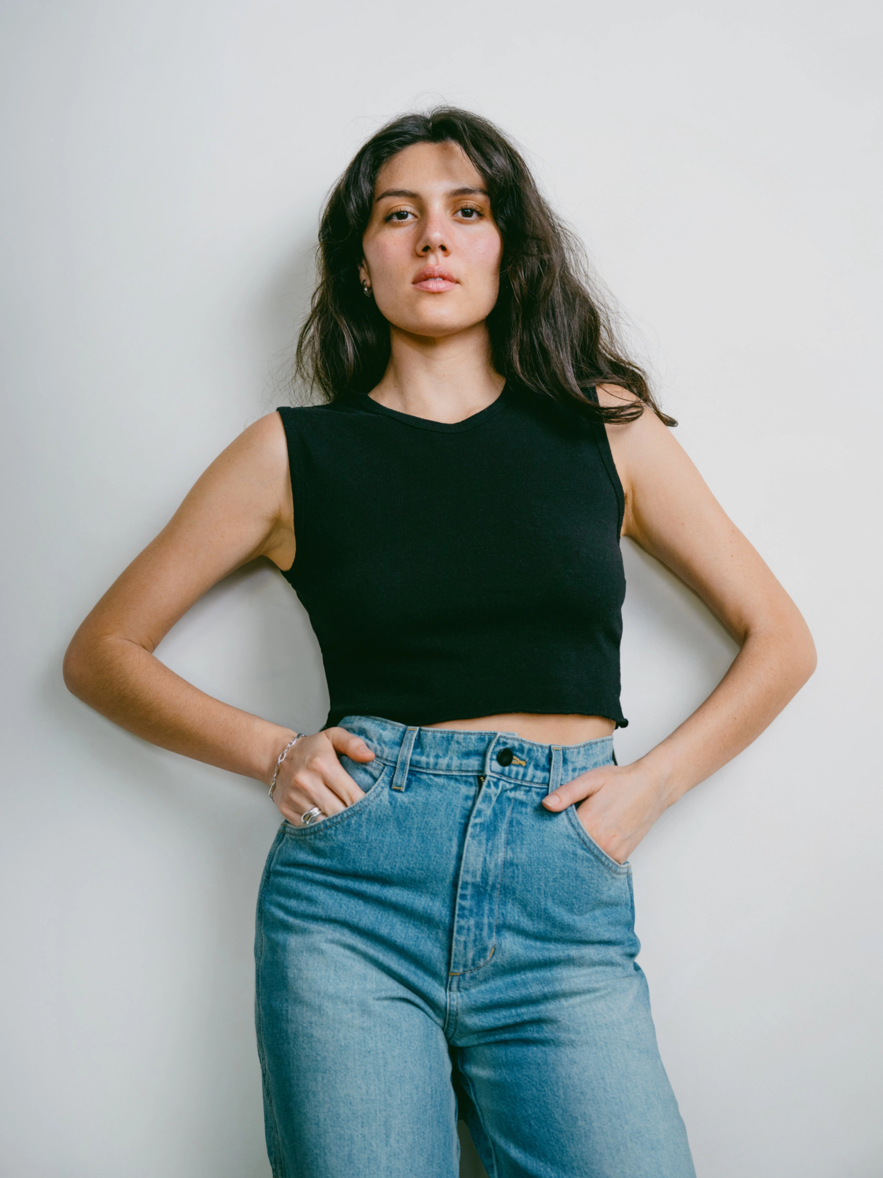 Tasi Crop, Regen Silk Noil Jersey, Black Low Impact Manufacturing Roomy Waist