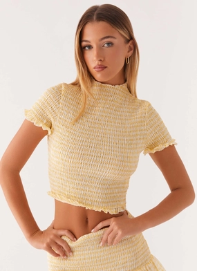 Sweetest Pie T-Shirt - Yellow Gingham Moisture Control Fabric