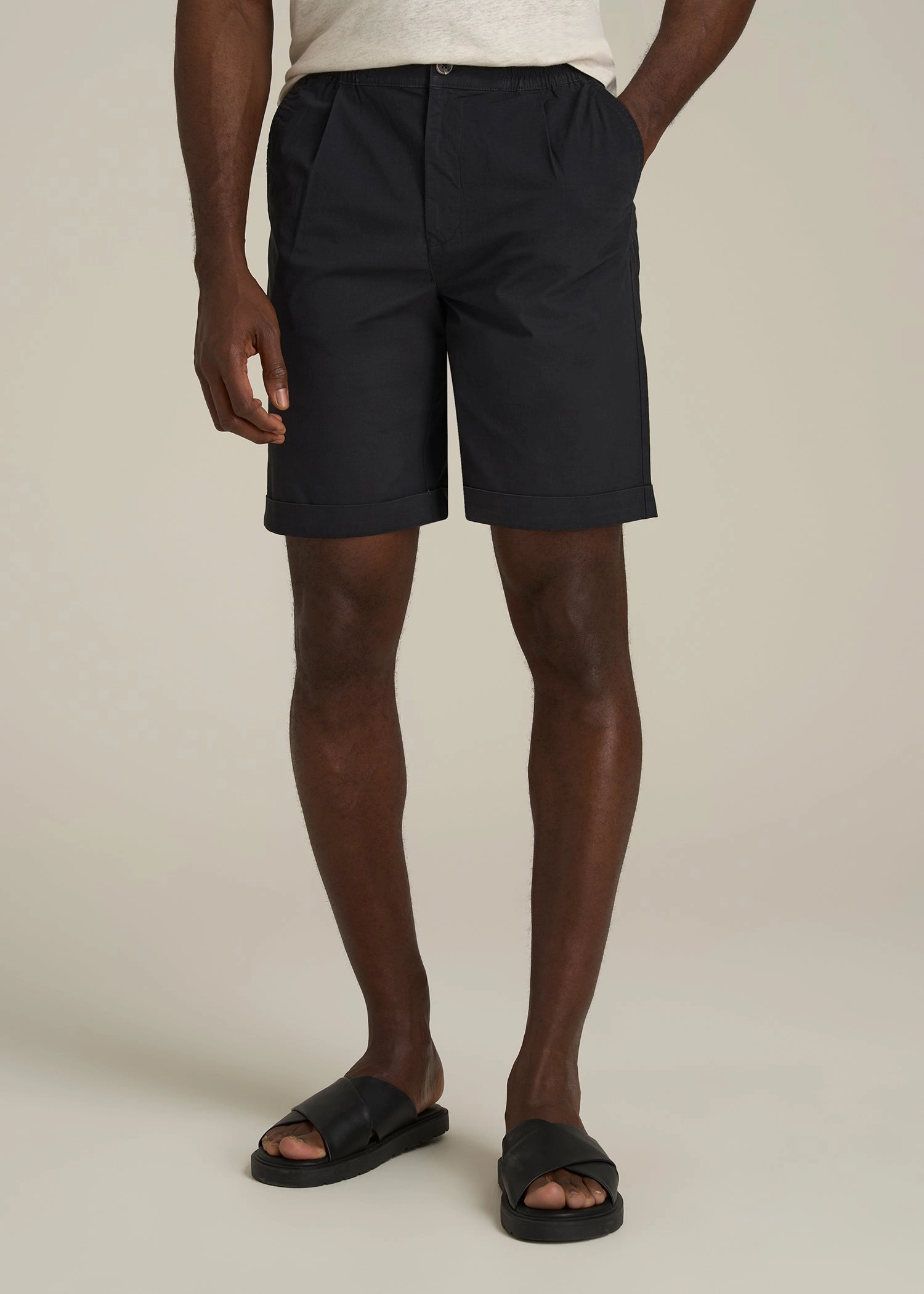 Bermuda Shorts for Tall Men in Black Noise Free Fabric Bold Patterns