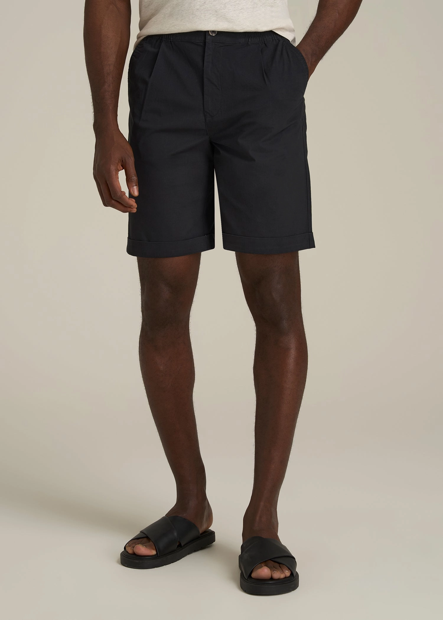 Bermuda Shorts for Tall Men in Black Quick Response Fit Pocket Reinforcement