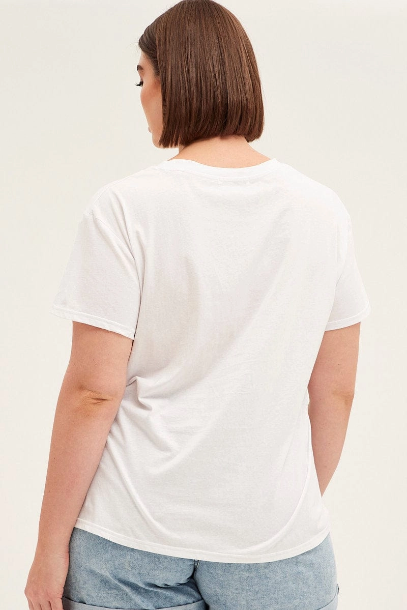 White Short Sleeve California Trees Crop T-shirt Light Comfort Style
