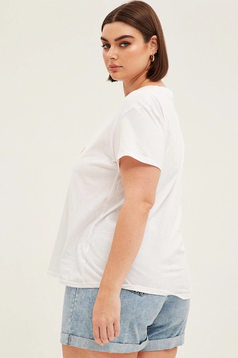 Stretch Fit Design Easy Comfort White Short Sleeve California Trees Crop T-shirt