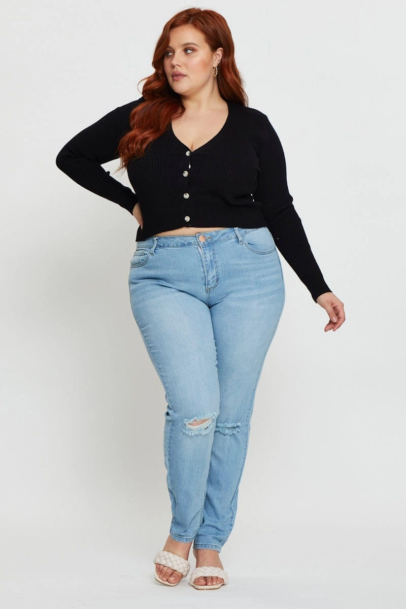Blue Denim Jeggings High Rise Skinny Move With Ease