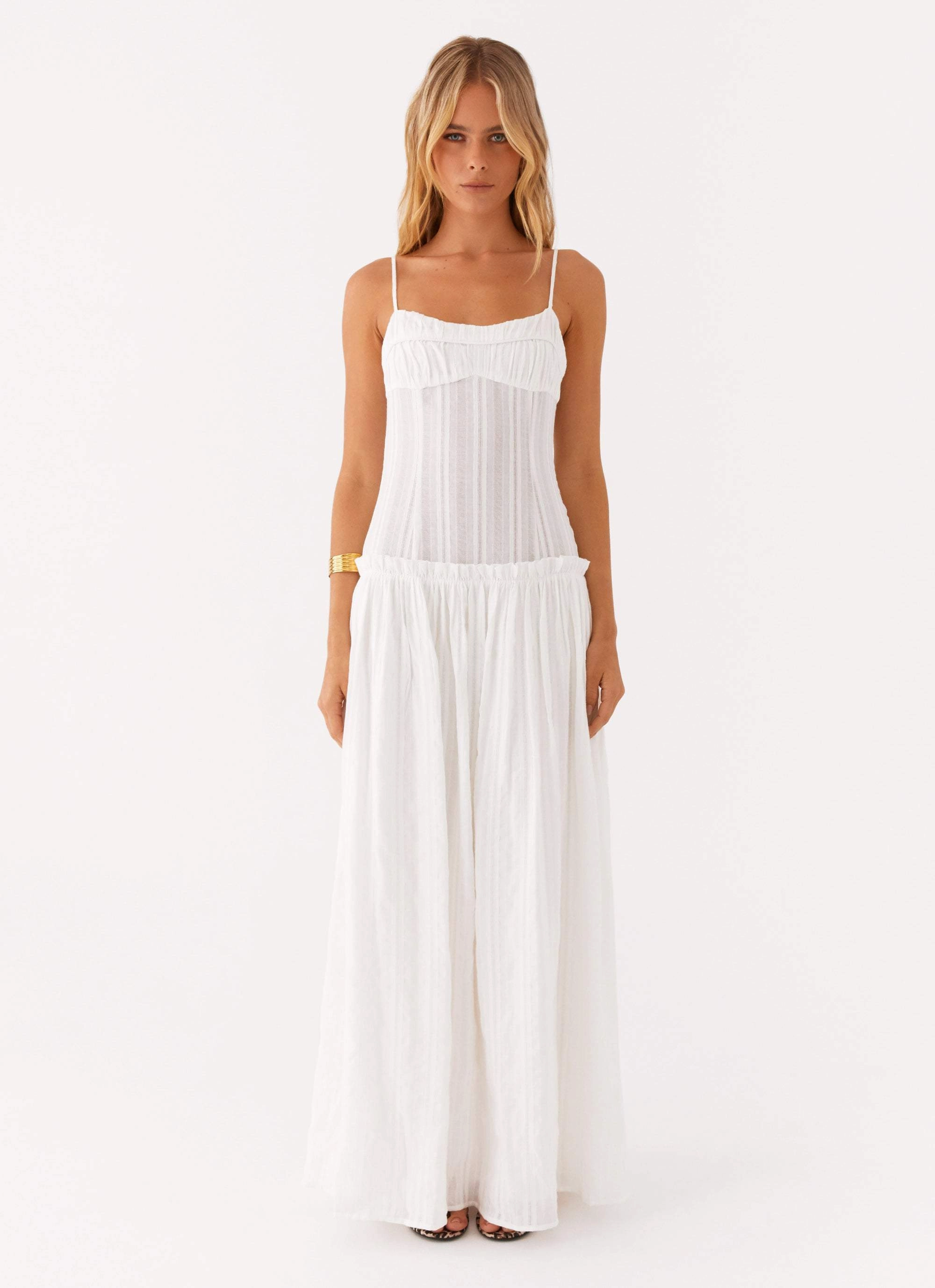 Jacinda Drop Waist Maxi Dress - Ivory Breathable wear Casual Fit