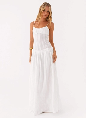 Jacinda Drop Waist Maxi Dress - Ivory Timeless Energy Urban Style