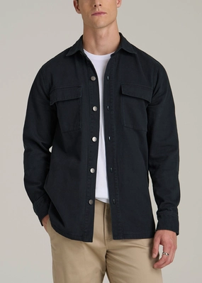 Versatile Fit Layer Casual Twill Shirt Jacket for Tall Men in Evening Blue