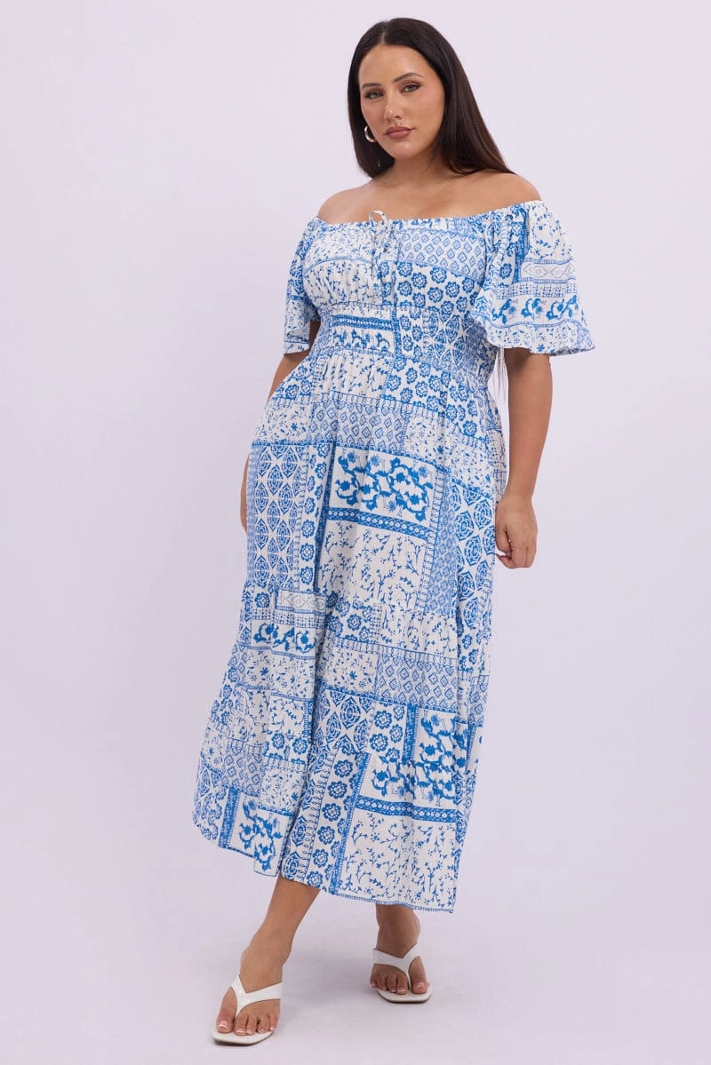 Soft Colorway Flared shape White Boho Maxi Dress Short Sleeve Ruched Bust Linen Blend