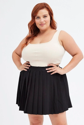 Black Tennis Skirt Pleated Elastic Waist Odor control Classic Choice