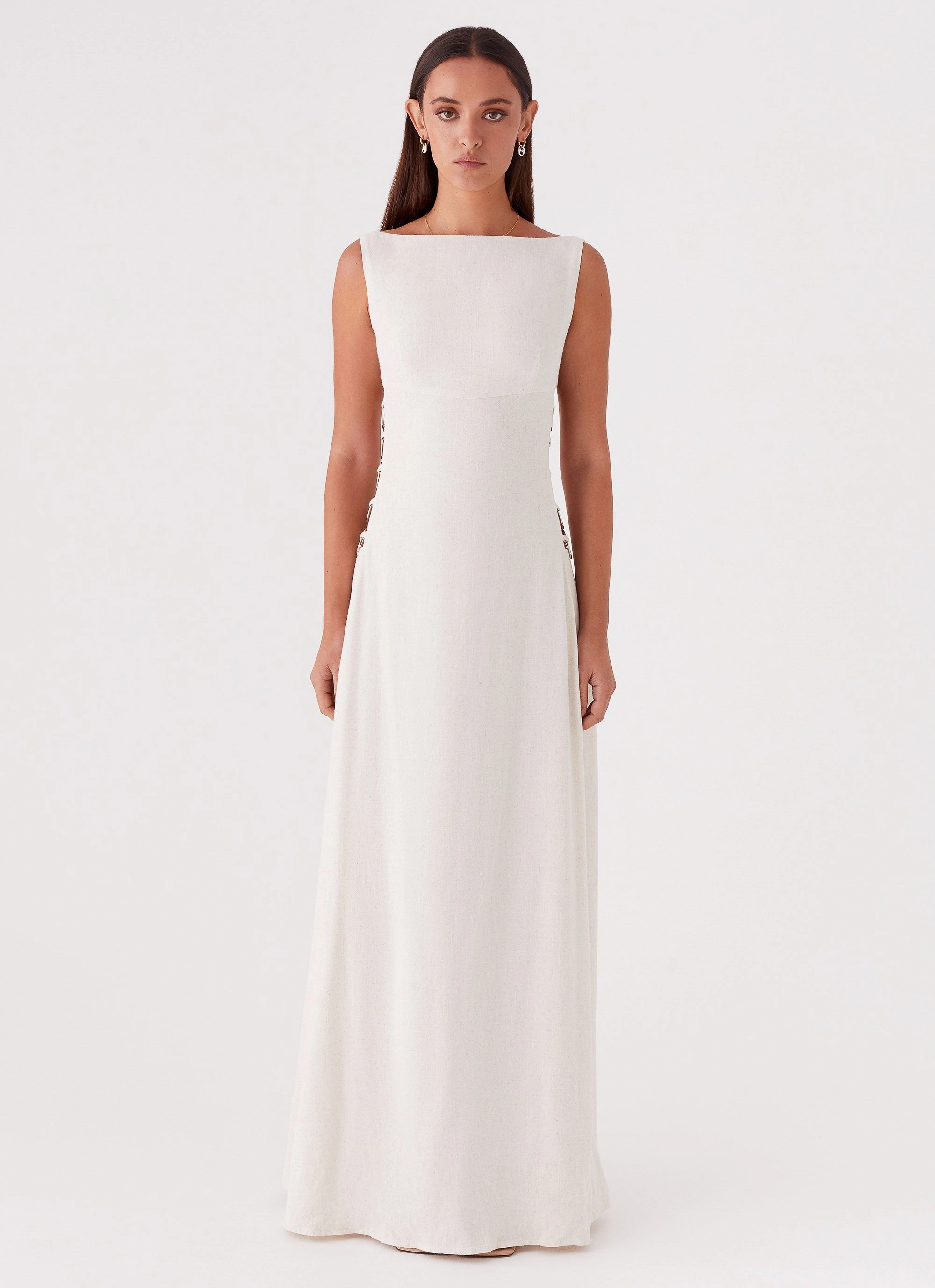 Soft Stretch Catherine Linen Maxi Dress - Oatmeal